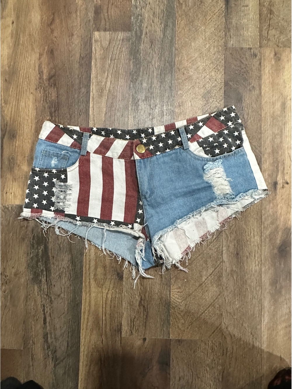 Y2K YMI patchwork American flag denim cheeky shorts
